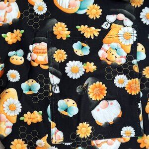 Honey Bee Gnomes Print Soft Black & Yellow Leggings W/ Pockets - Capri or Full